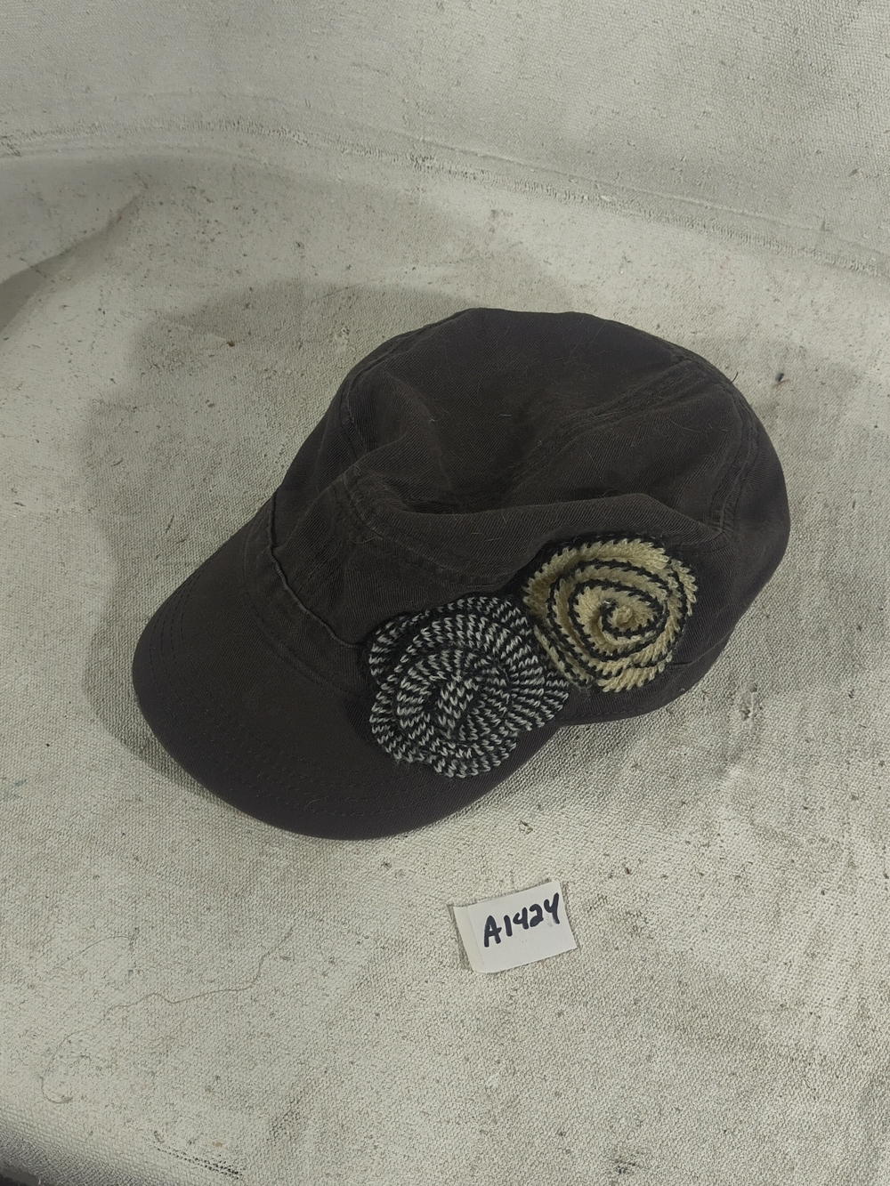Women's Grey Cadet Adjustable Cap with Decorative Rosette Appliqués By Quagga
